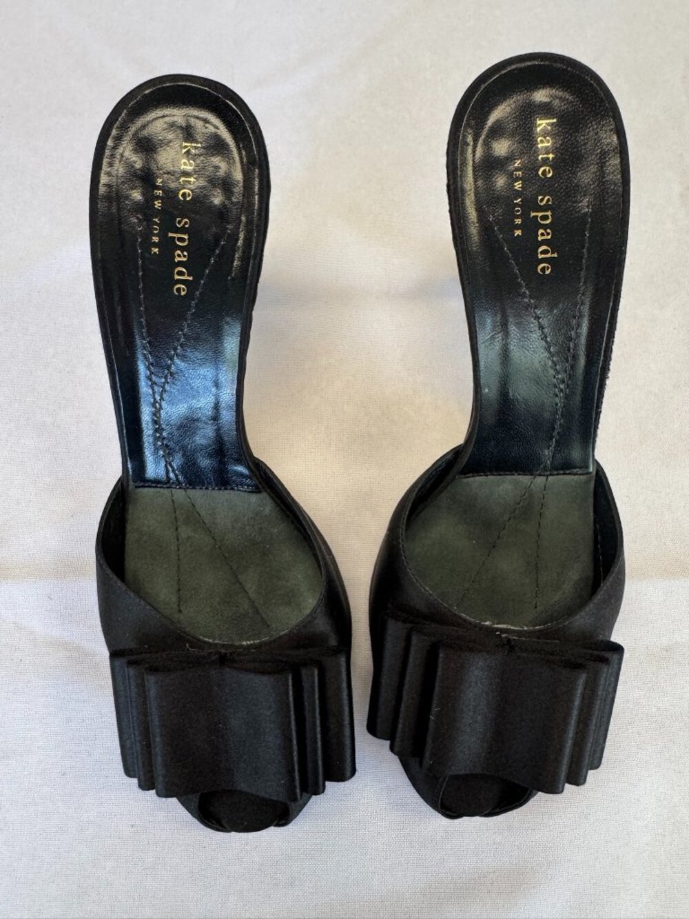 Kate Spade Peep Toe Bow Satin Evening Heels Vintage Size 7